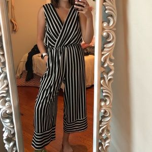 Black and white striped jumpsuit